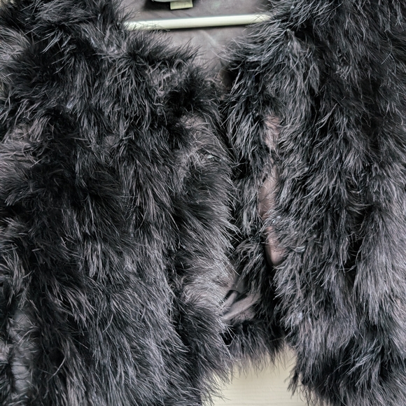 Alex Evenings Vintage Cropped Ostrich Feather Jacket Fluffy Teddy Jacket - Picture 4 of 10